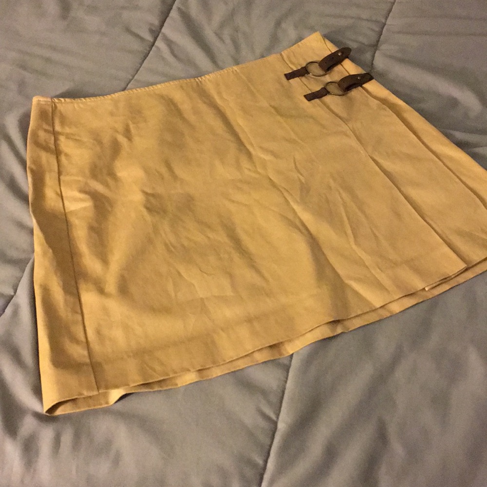 Tan / Camel Suede like mini wrap skirt